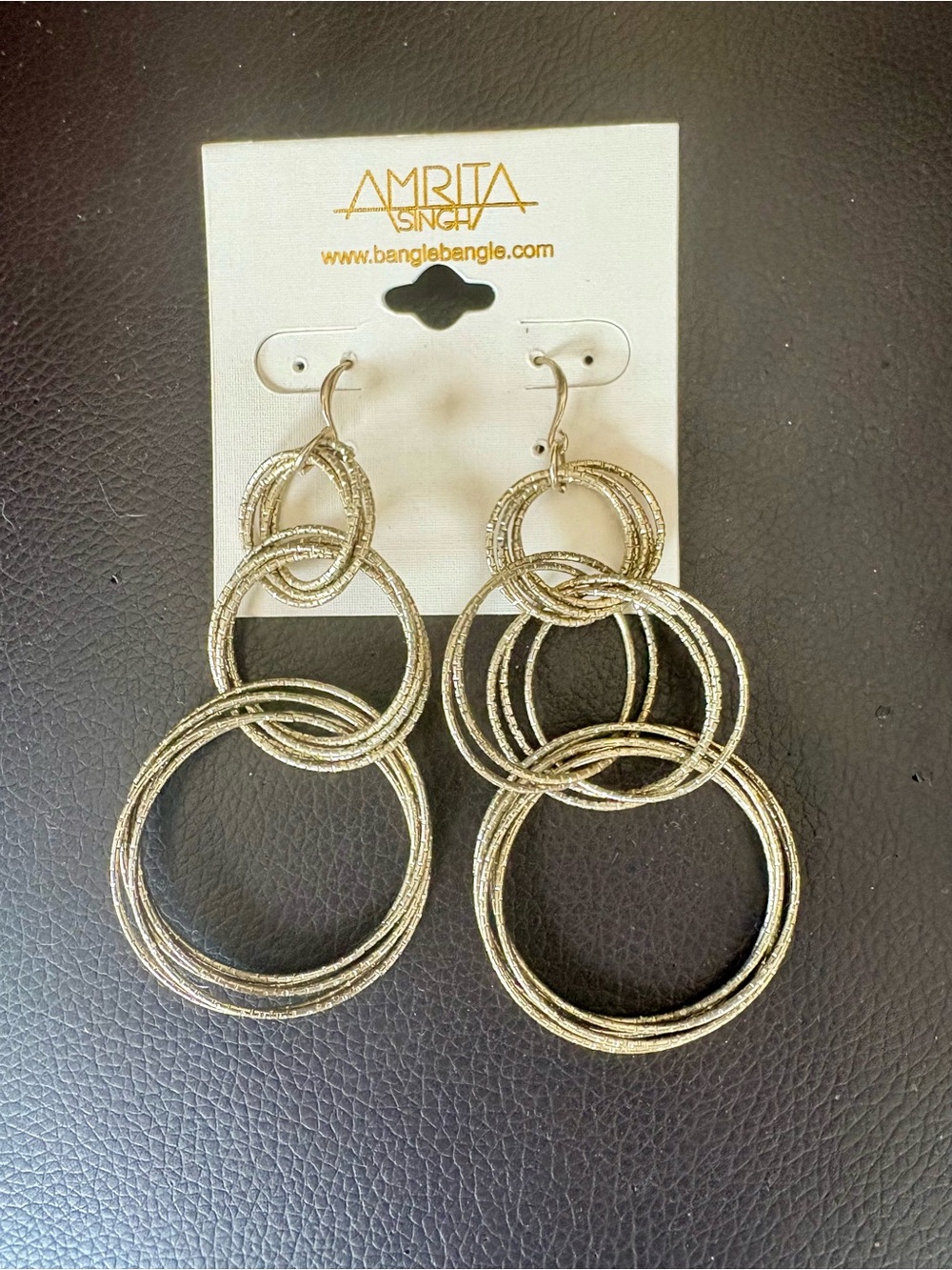 Amrita Singh Textured Gold Multi-Ring Drop Earrings